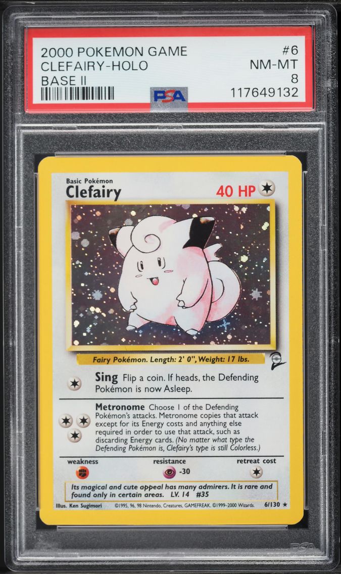 2000 #6 Clefairy-Holo PSA 8 Game Base II Pokemon