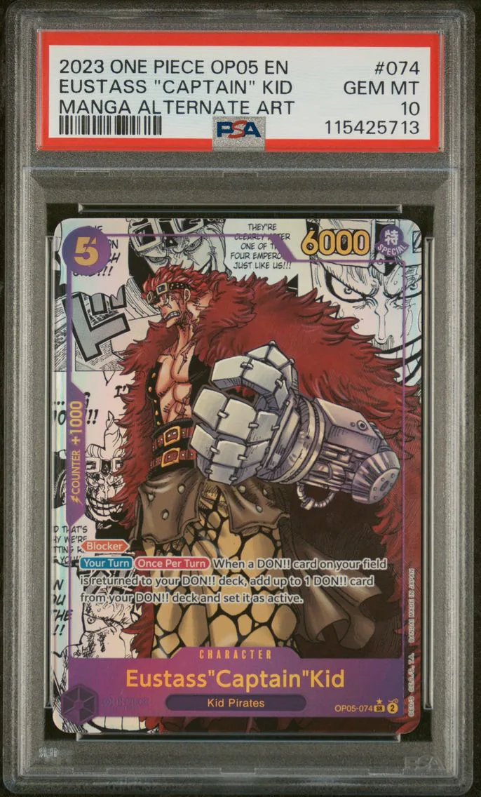 2023 #074 Eustass "Captain" Kid PSA 10 One Piece OP05-Awakening of the New Era