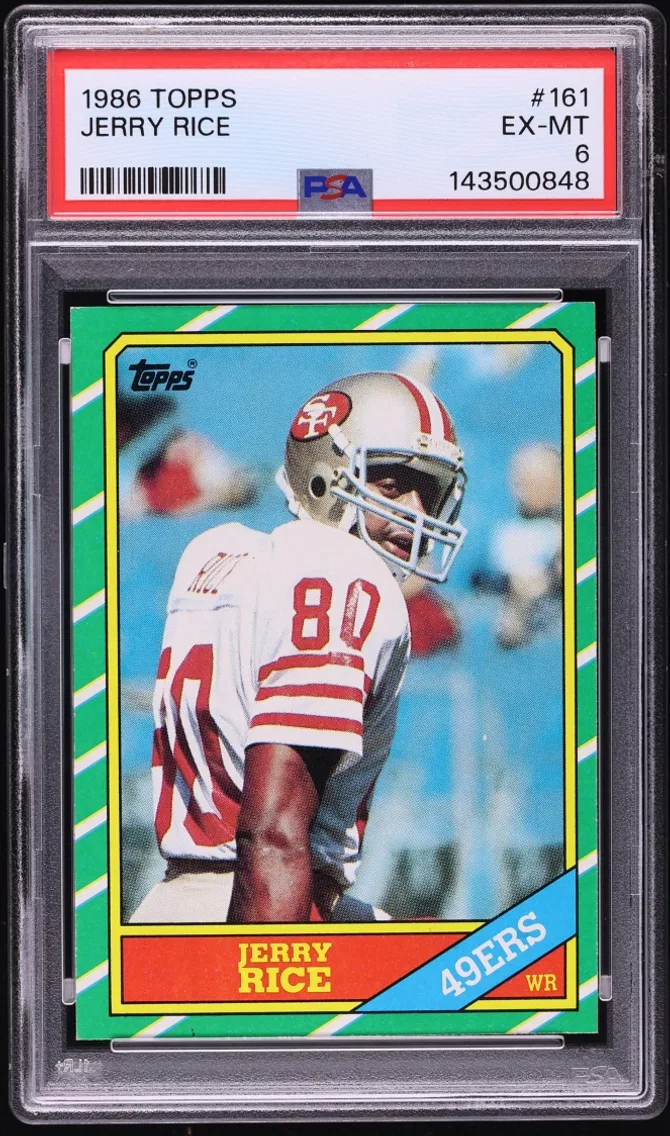 1986 #161 Topps Football Jerry Rice ROOKIE EXMT PSA 6
