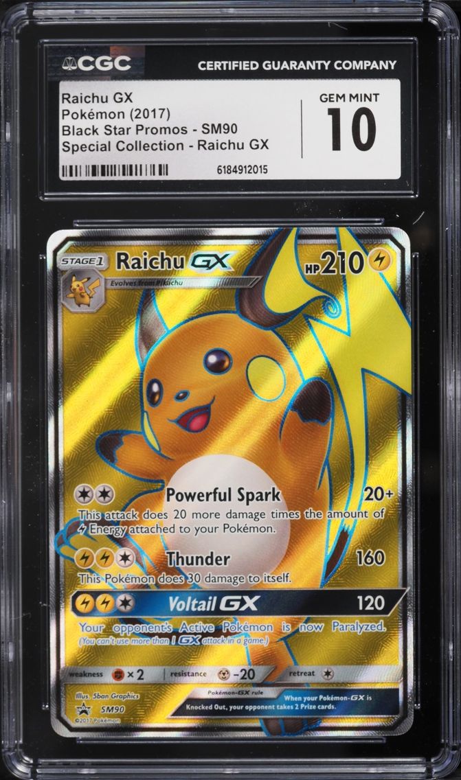 2017 Pokemon Sun & Moon Promo Collection Full Art Raichu GX #SM90 CGC 10 GEM MINT