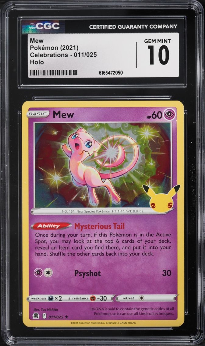 2021 #11 Mew CGC 10 Pokemon Sword & Shield Celebrations Holo