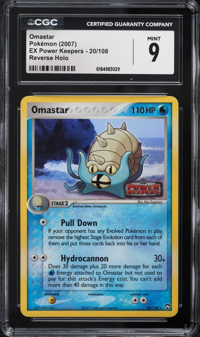 2007 #20 CGC 9 Pokemon EX Power Keepers Reverse Holo Omastar