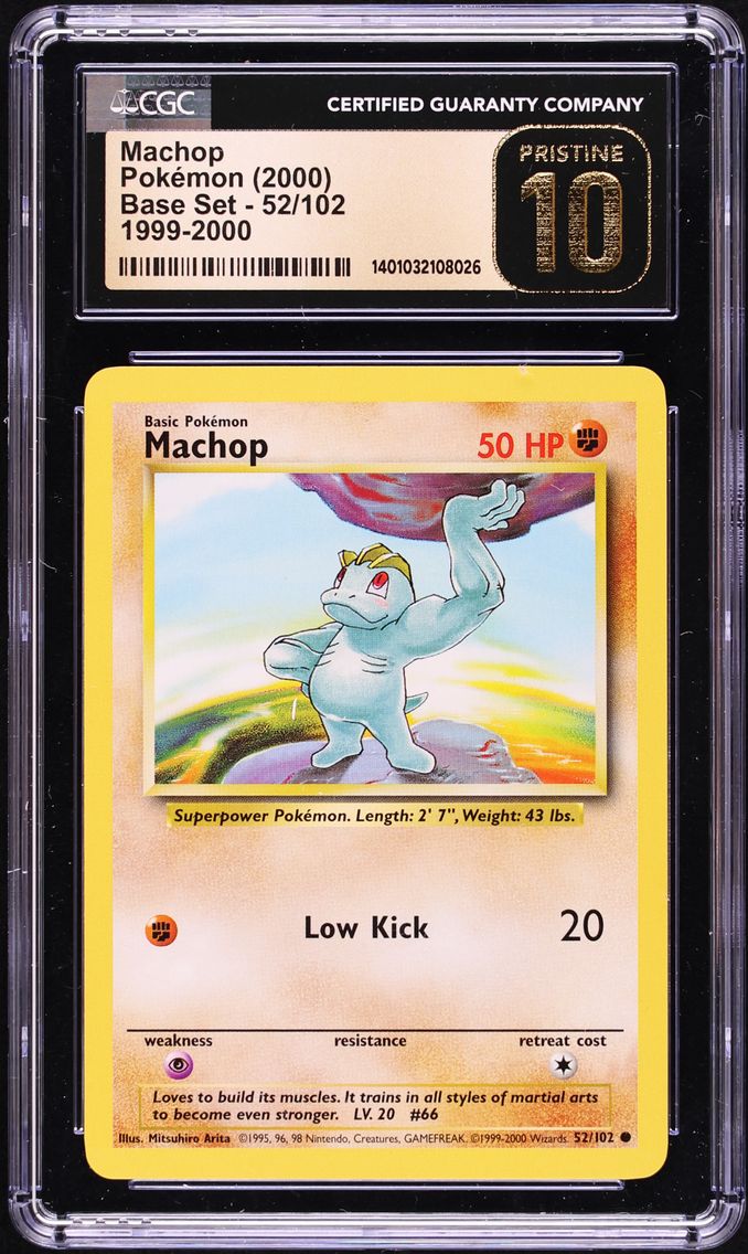 1999 #52 Machop CGC 10 Pristine Game Pokemon