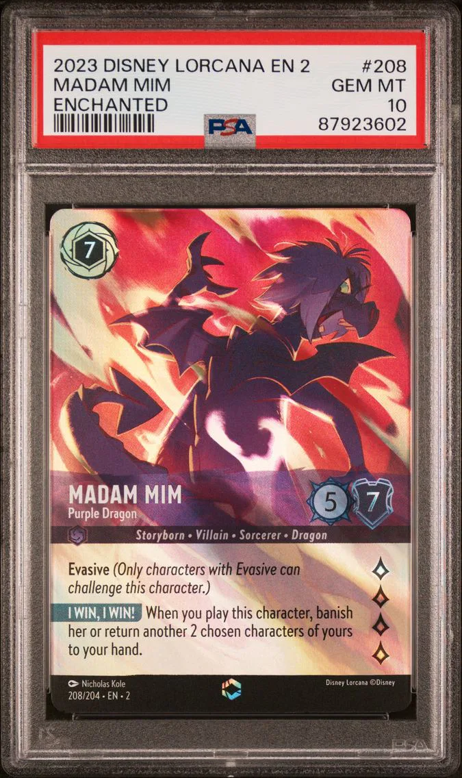 2023 #208 Madam Mim - Purple Dragon PSA 10 Disney Lorcana EN 2-Rise of the Floodborn