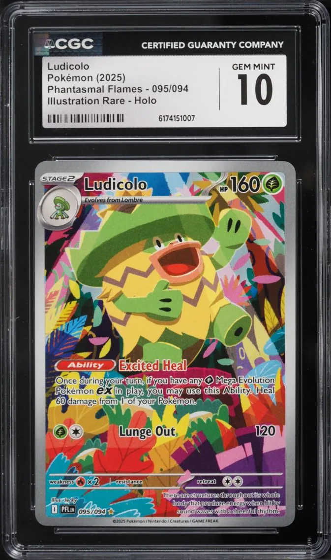 2025 #95 Ludicolo CGC 10 Pokemon Mega Evolution Phantasmal Flames IR