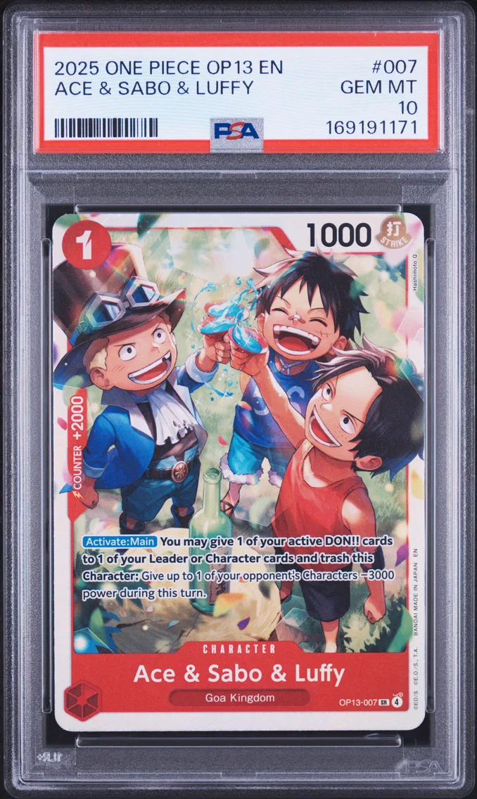 2025 #007 Ace & Sabo & Luffy PSA 10 One Piece OP13-Carrying on His Will
