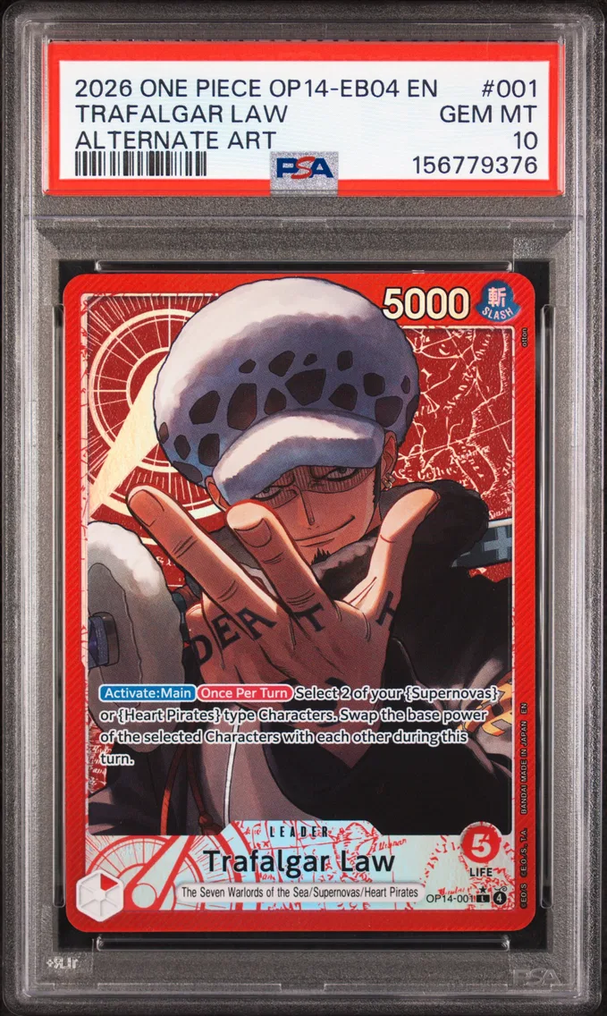 2026 #001 Trafalgar Law PSA 10 One Piece OP14-EB04-the Azure Sea's Seven