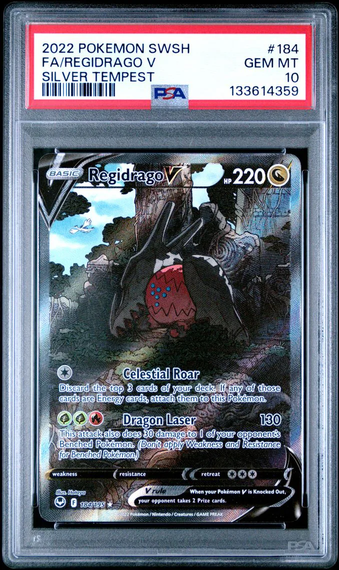2022 #184 Full Art/Regidrago V PSA 10 Sword & Shield Silver Tempest