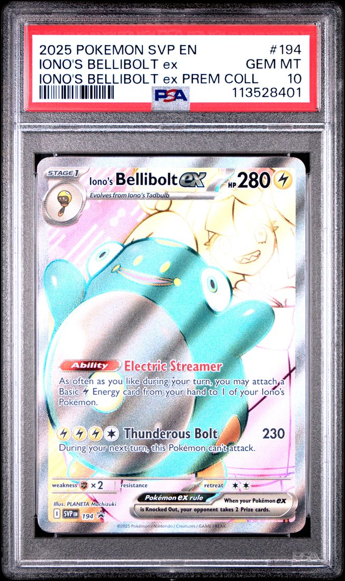 2025 #194 Iono's Bellibolt EX PSA 10 Svp EN-SV Black Star Promo Pokemon