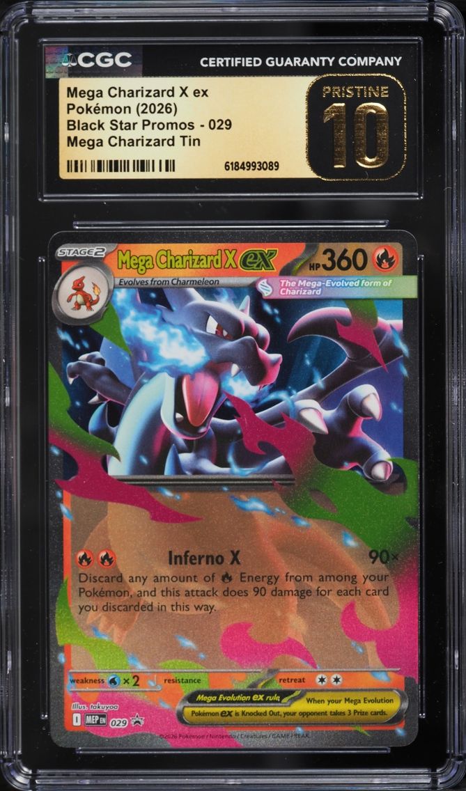 2026 #29 Mega Charizard X Ex CGC 10 Pokemon Mega Evolution Promo Tin