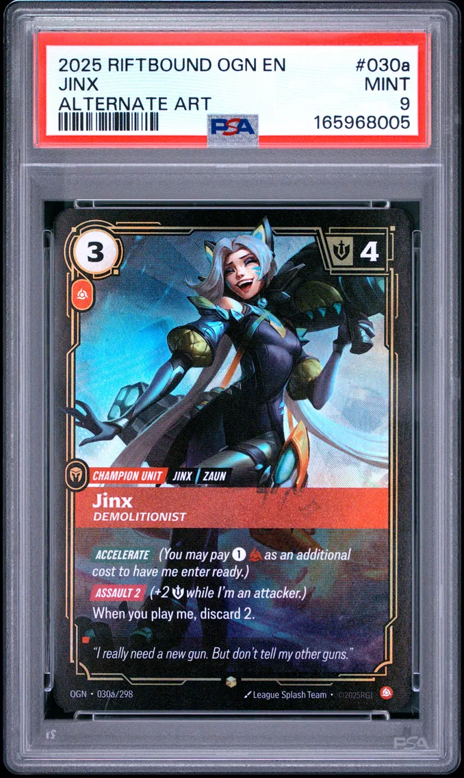 2025 #030a Jinx - Demolitionist PSA 9 Riftbound: League of Legends Ogn-Origins