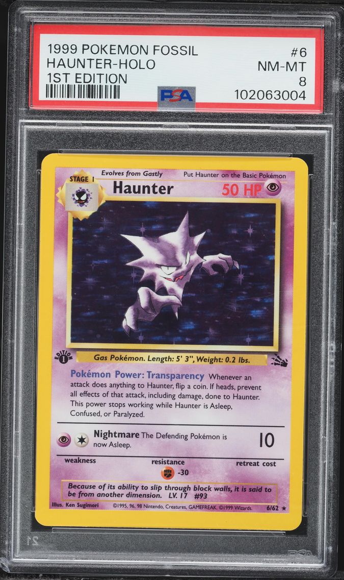 1999 #6 Haunter-Holo 1st Edition PSA 8 Fossil Pokemon