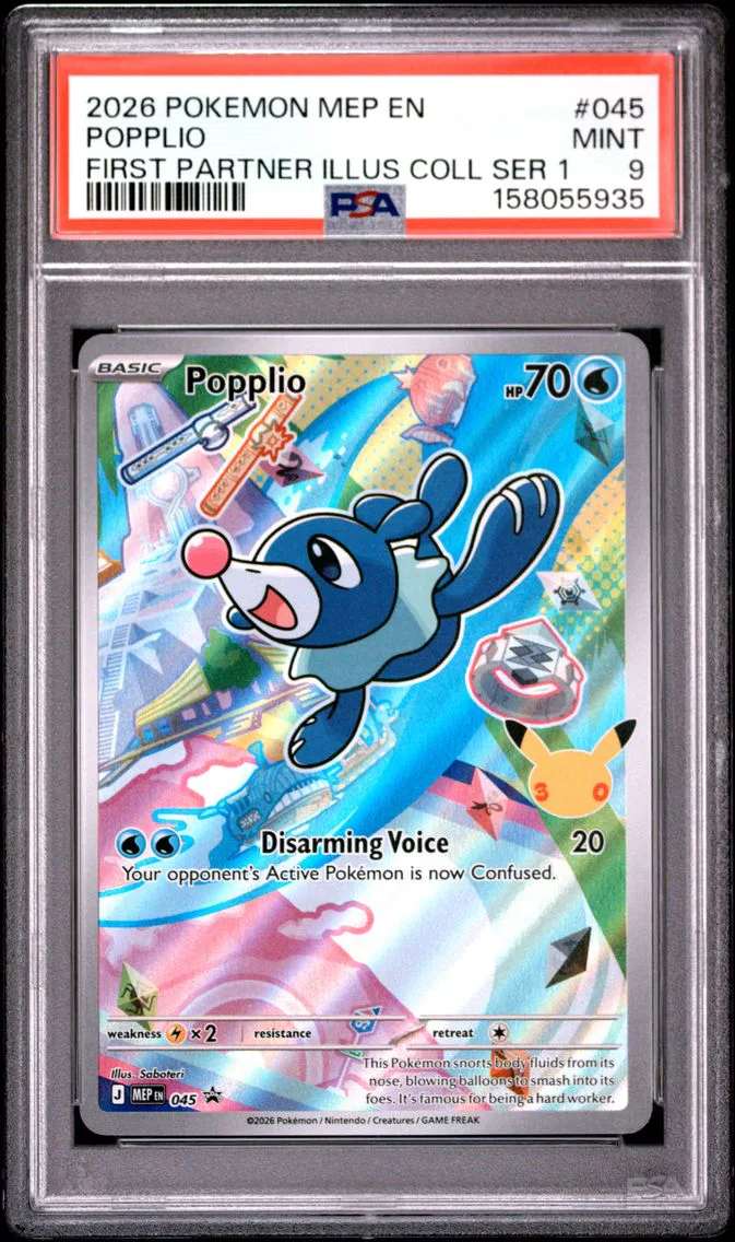 2026 #045 Popplio PSA 9 Mep EN-Me Black Star Promo