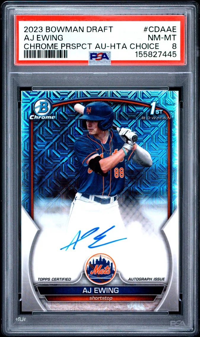 2023 #CDAAE AJ Ewing PSA 8 Bowman Draft Chrome Prospect Autograph