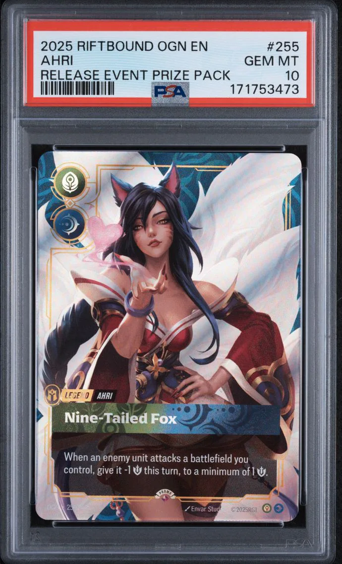 2025 #255 Ahri - Nine-Tailed Fox PSA 10 Riftbound: League of Legends Ogn-Origins