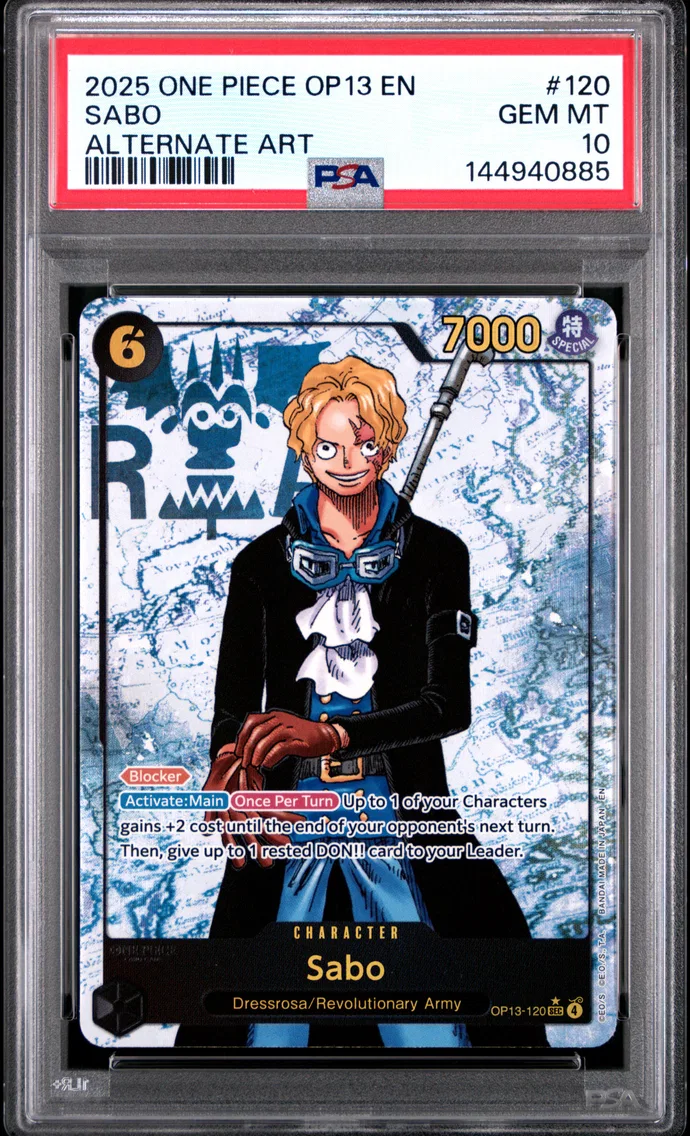 2025 #120 Sabo PSA 10 One Piece OP13-Carrying on His Will