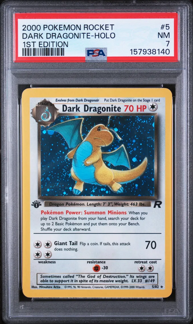 2000 #5 Dark Dragonite-Holo 1st Edition PSA 7 Rocket