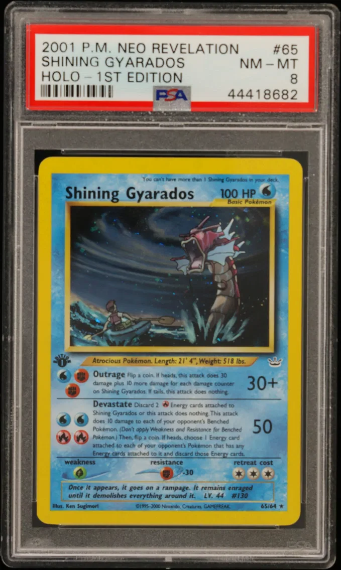 2001 #65 Shining Gyarados-Holo 1st Edition PSA 8 Neo Revelation