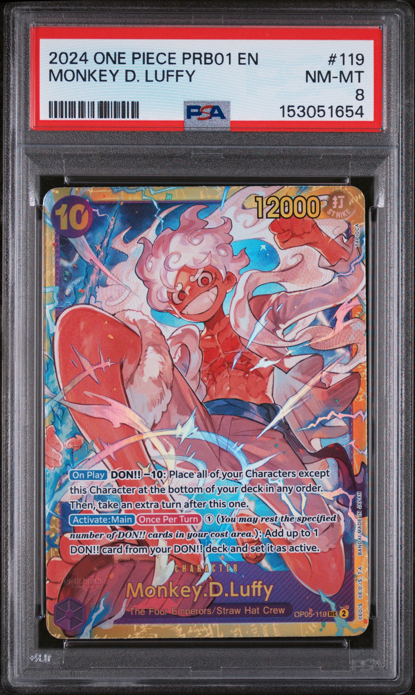 2024 #119 Monkey D. Luffy PSA 8 One Piece Prb01-Premium Booster -One Piece Card The Best-