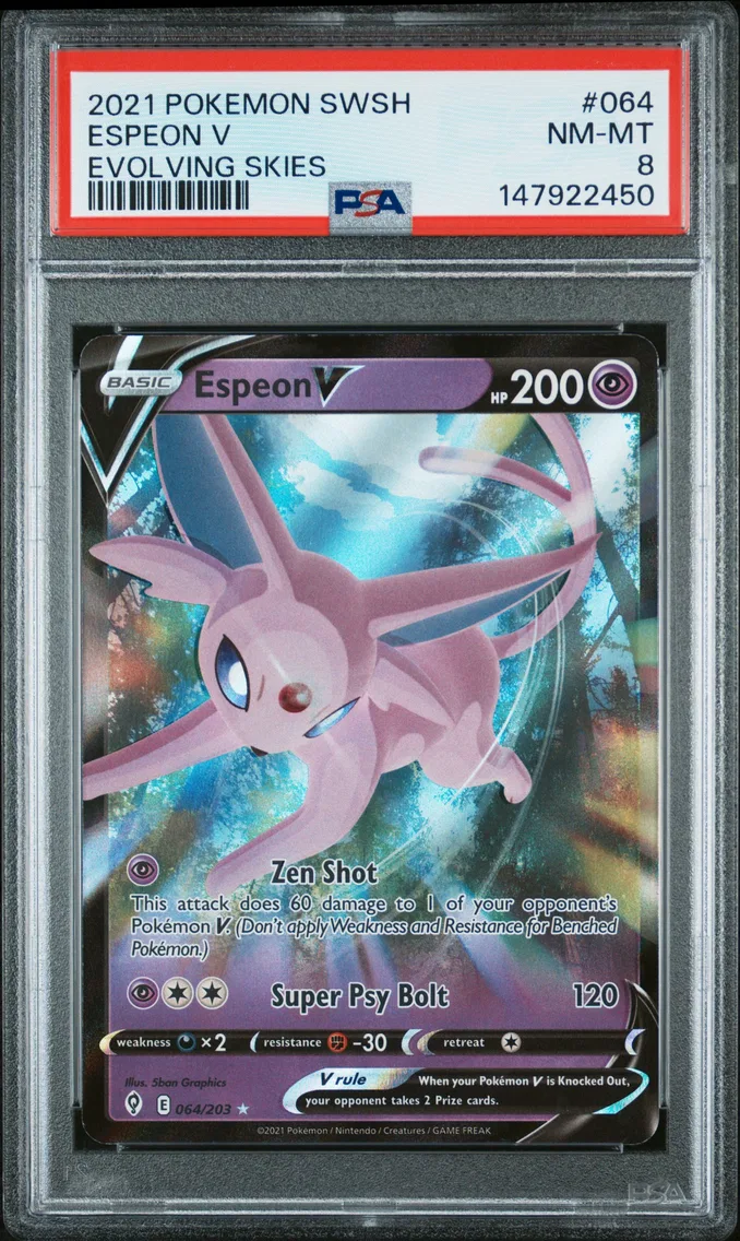 2021 #064 Espeon V PSA 8 Sword & Shield Evolving Skies