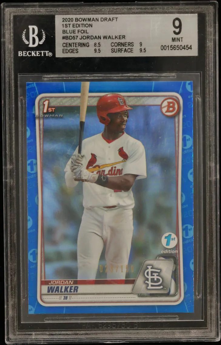 2020 #BD57 Jordan Walker BGS 9 Bowman Draft 1st Edition Blue Foil