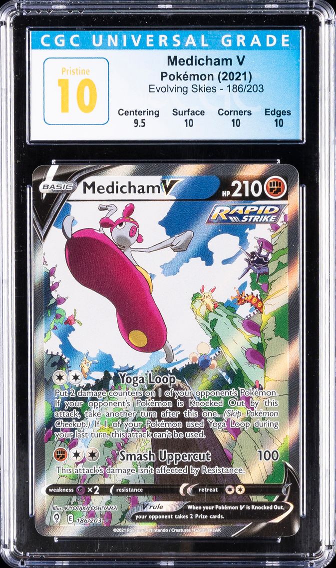 2021 #186 Full Art/Medicham V CGC 10 Pristine Sword & Shield Evolving Skies Pokemon