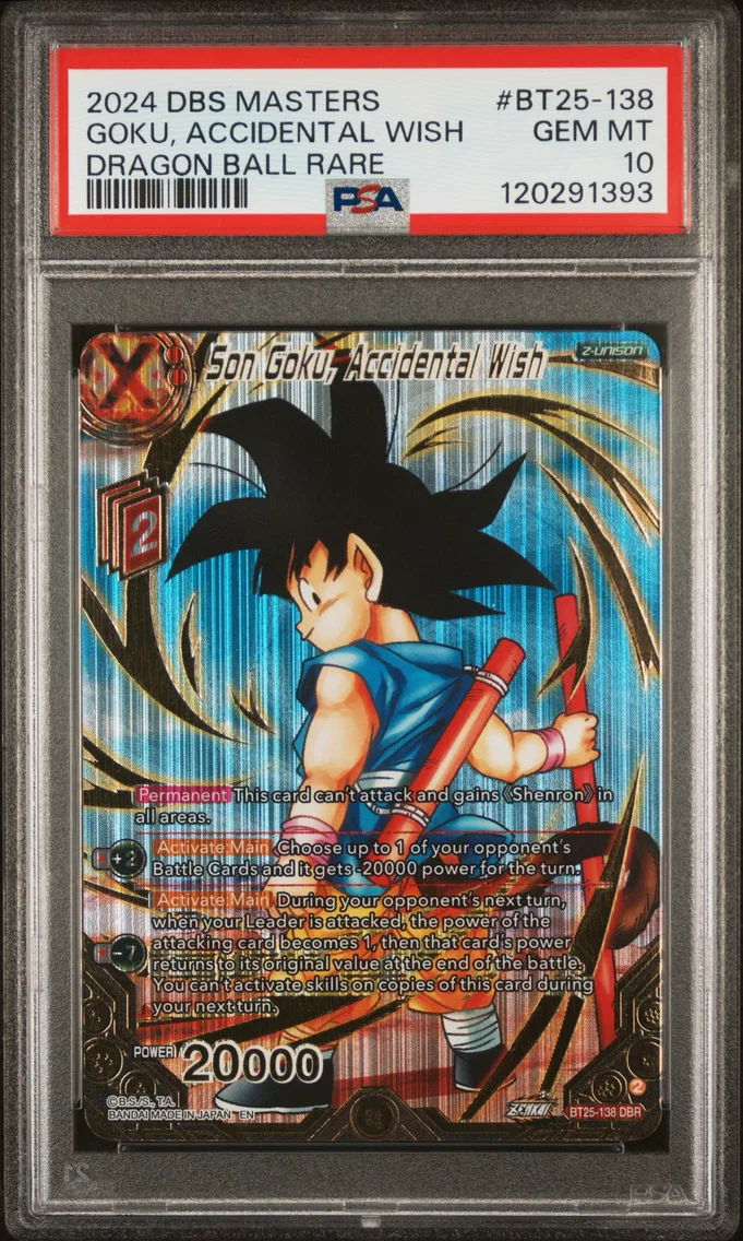2024 #BT25-138 Son Goku, Accidental Wish PSA 10 Dragon Ball Super Card Game Masters Series 25 Legend of the Dragon Balls