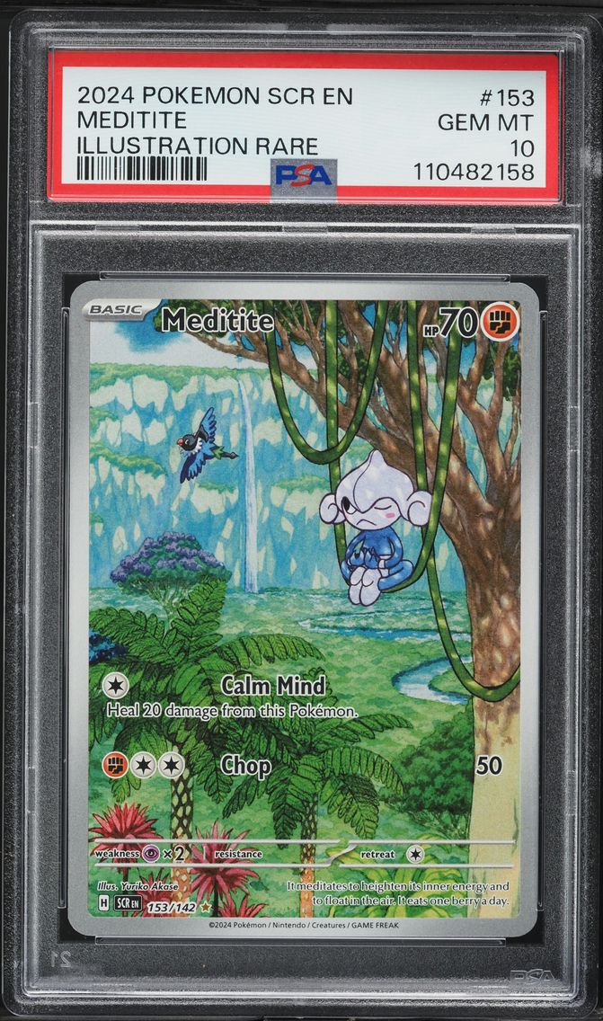 2024 #153 Meditite PSA 10 Scr EN-Stellar Crown Pokemon