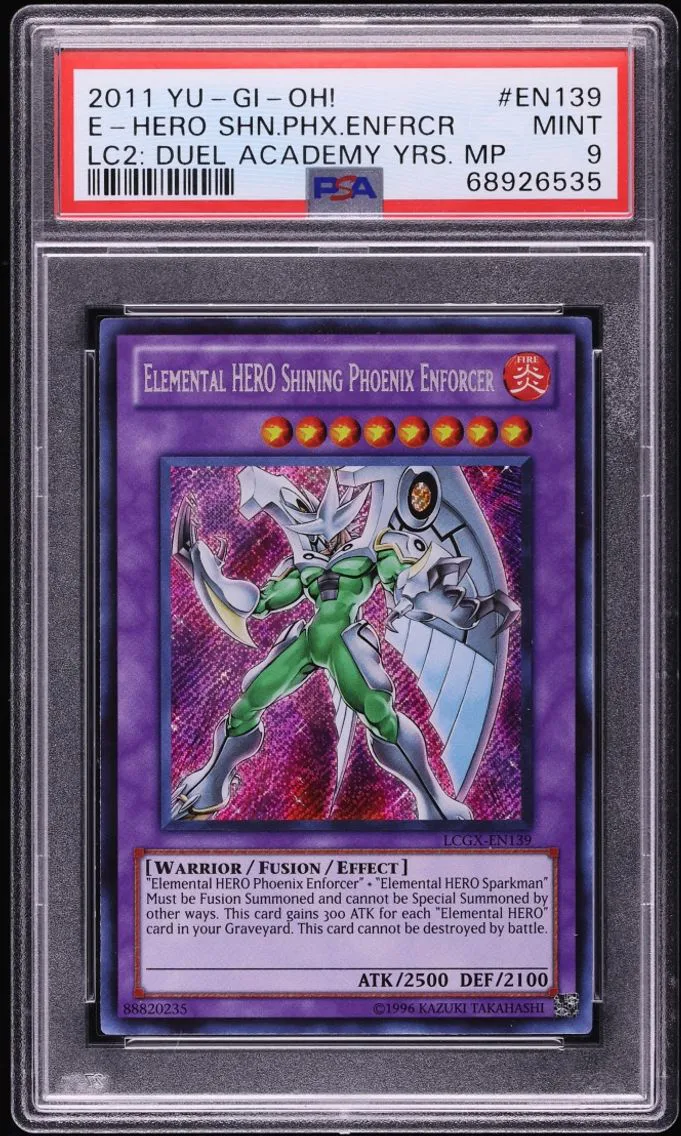 2011 #EN139 E-Hero Shining Phoenix Enforcer PSA 9 Yu-Gi-Oh! LCGX Duel Academy Secret Rare