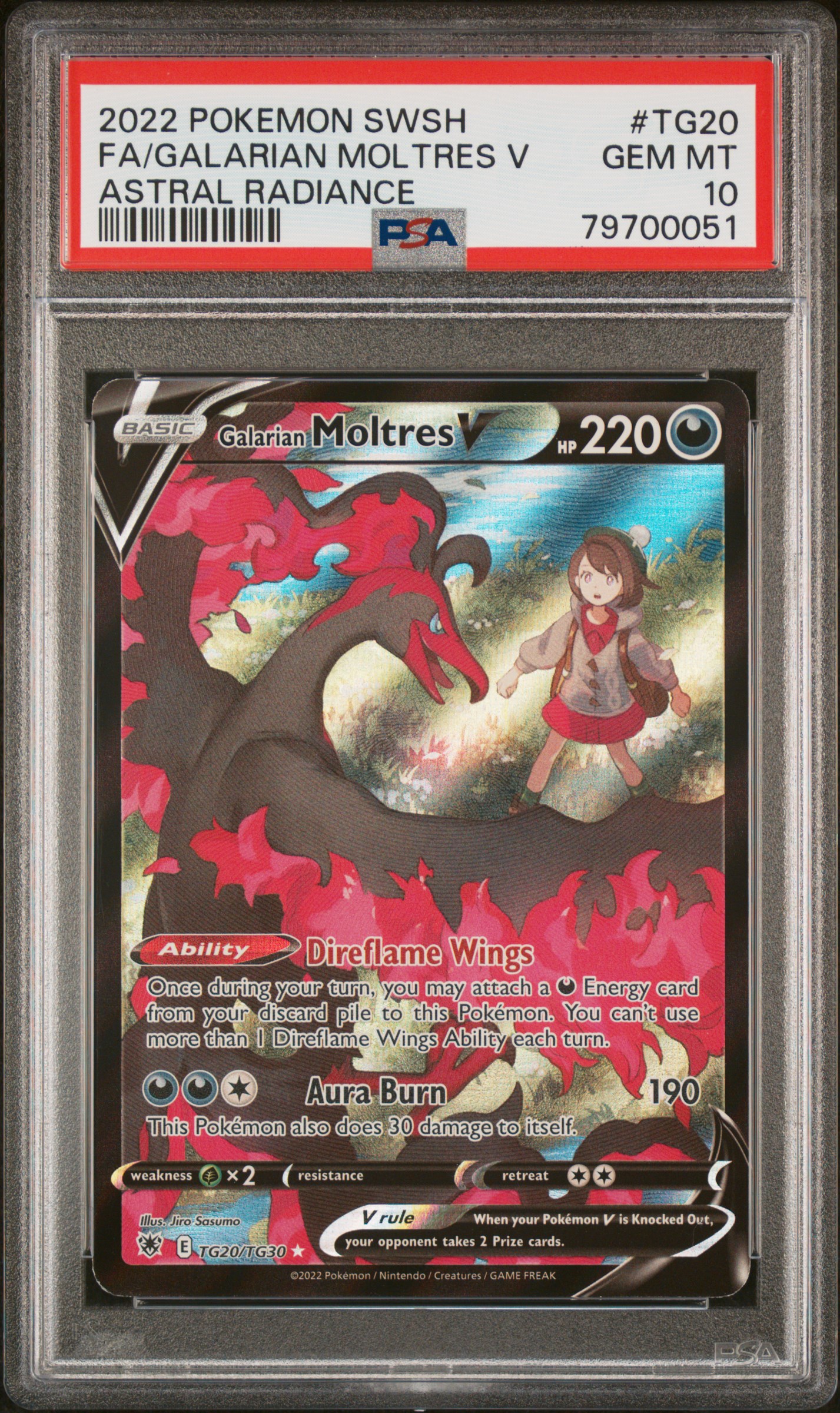 2022 #Tg20 Full Art/Galarian Moltres V PSA 10 Sword & Shield Astral Radiance