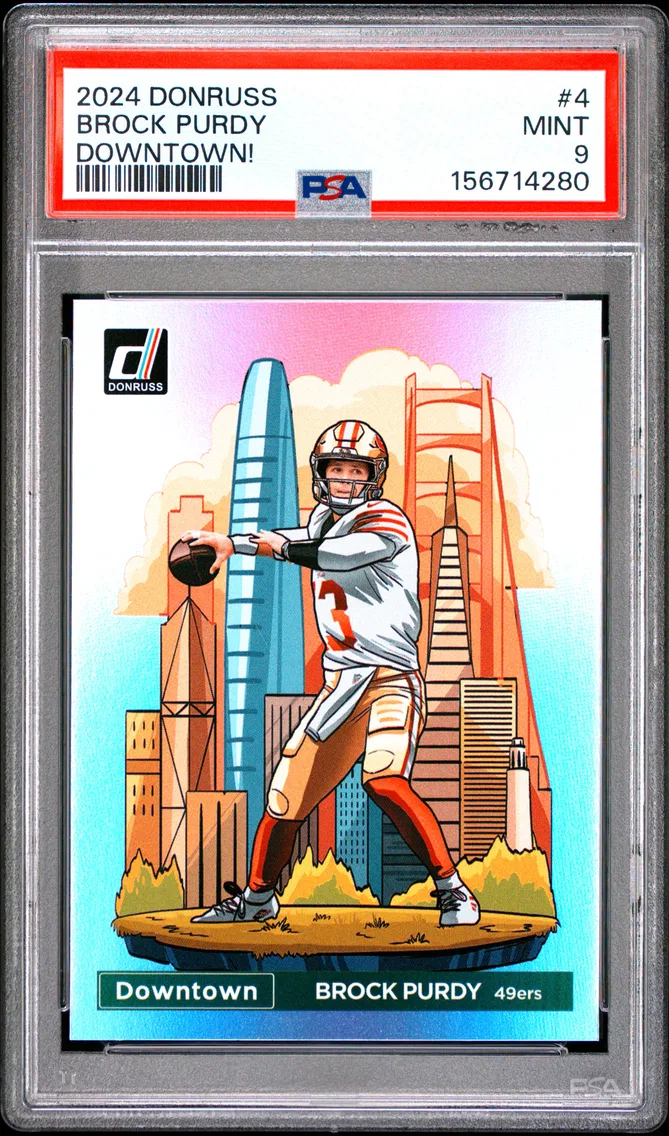 2024 #4 Brock Purdy PSA 9 Panini Donruss Downtown!