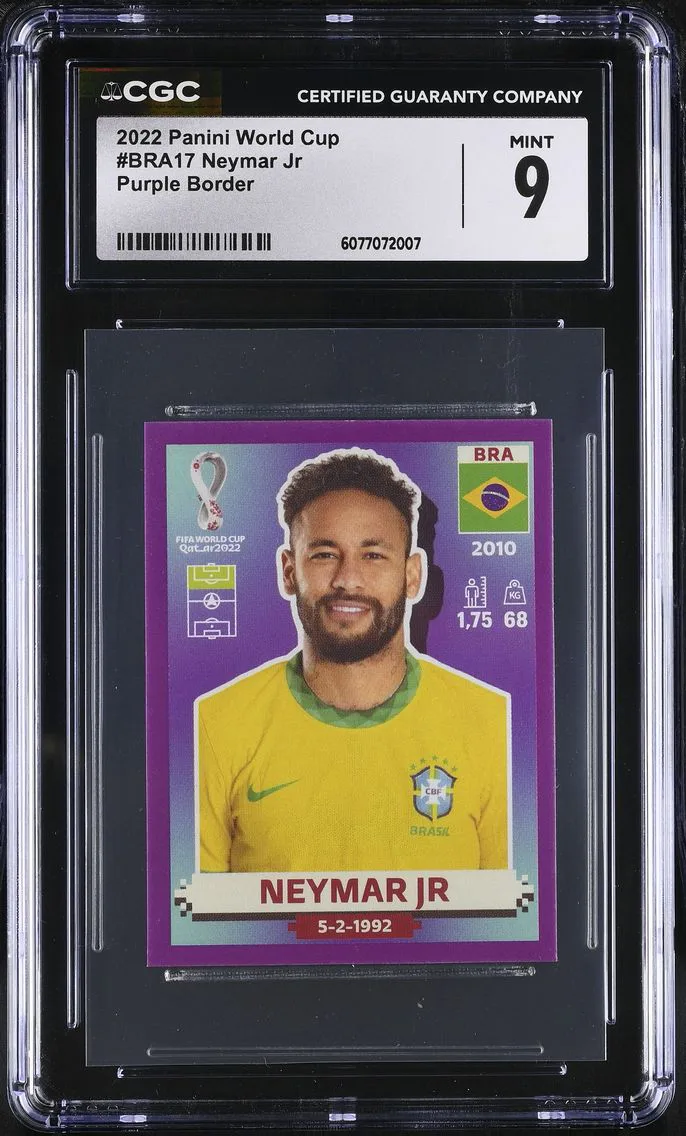 2022 #BRA17 Neymar Jr. CGC 9 Panini World Cup Stickers