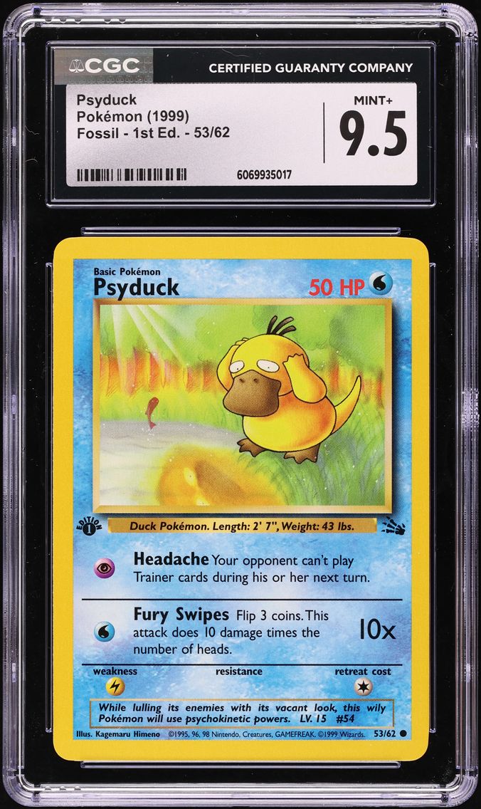 1999 #53 Psyduck 1st Edition CGC 9.5 Fossil Pokemon