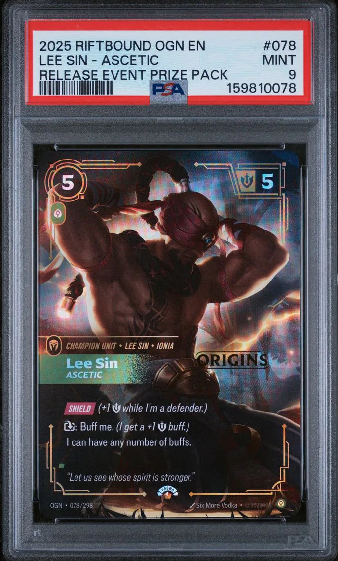 2025 #078 Lee Sin - Ascetic PSA 9 Riftbound: League of Legends Ogn-Origins