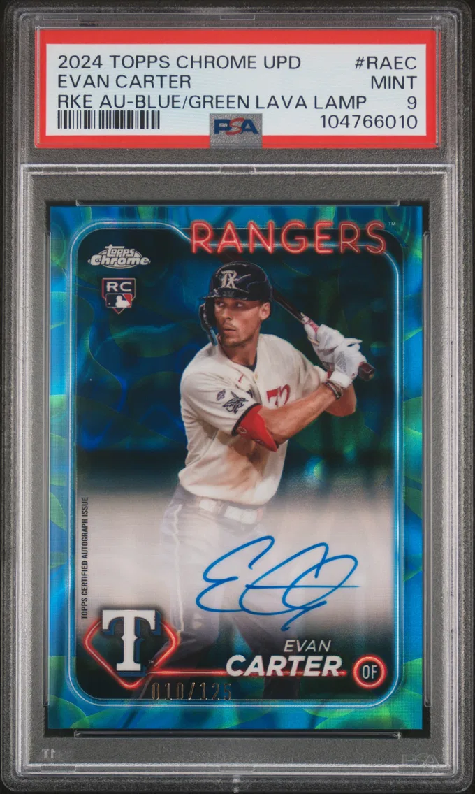 2024 #RAEC Evan Carter PSA 9 Topps Chrome Update Chrome Rookie Autographs