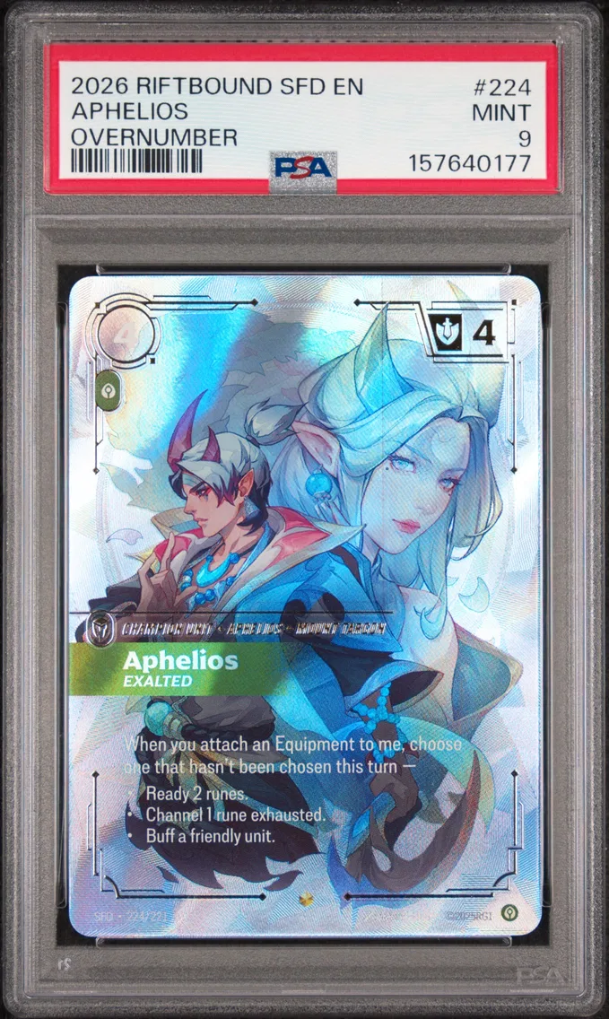 2026 #224 Aphelios - Exalted PSA 9 Riftbound: League of Legends Sfd-Spiritforged