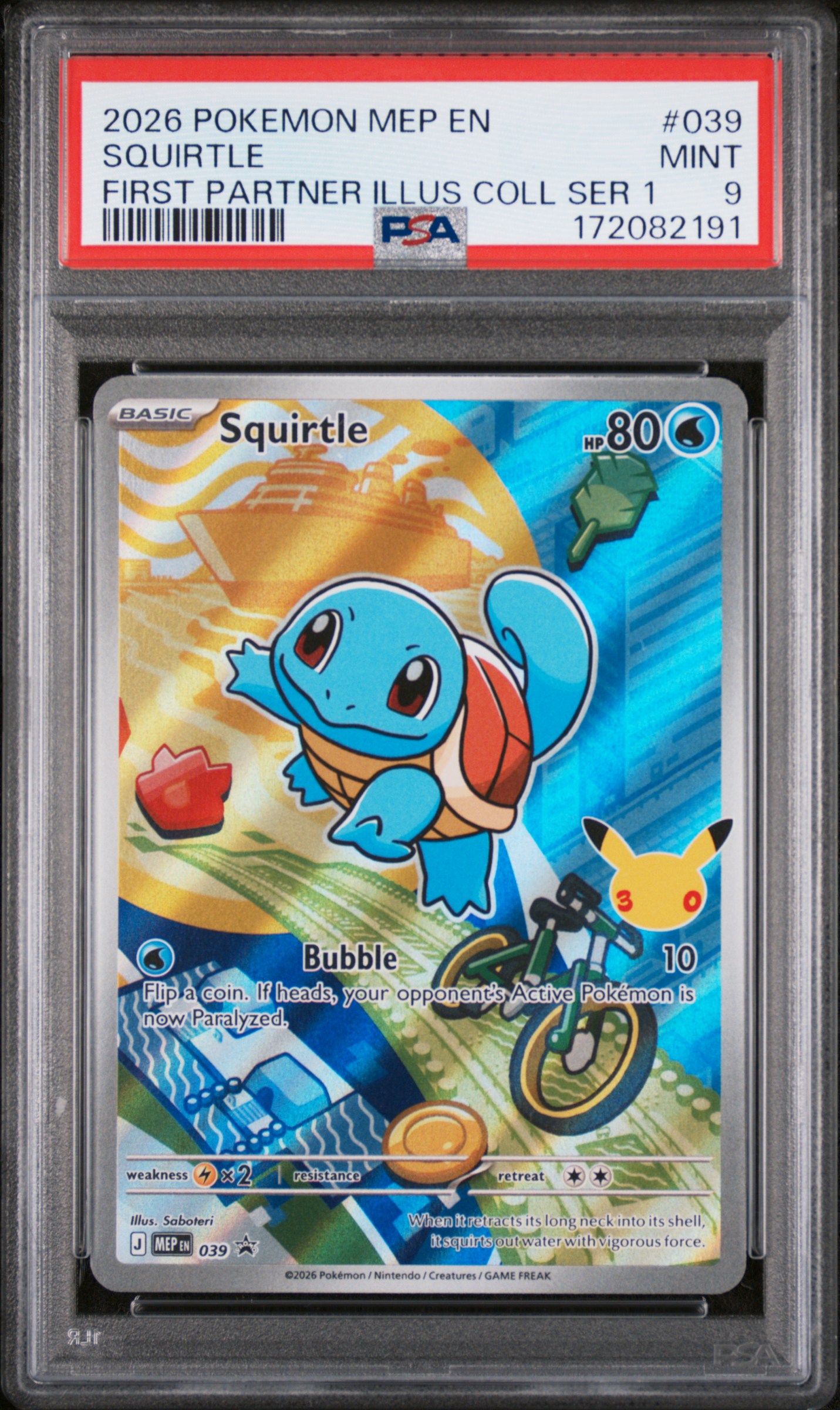 2026 #039 Squirtle PSA 9 Mep En-Me Black Star Promo