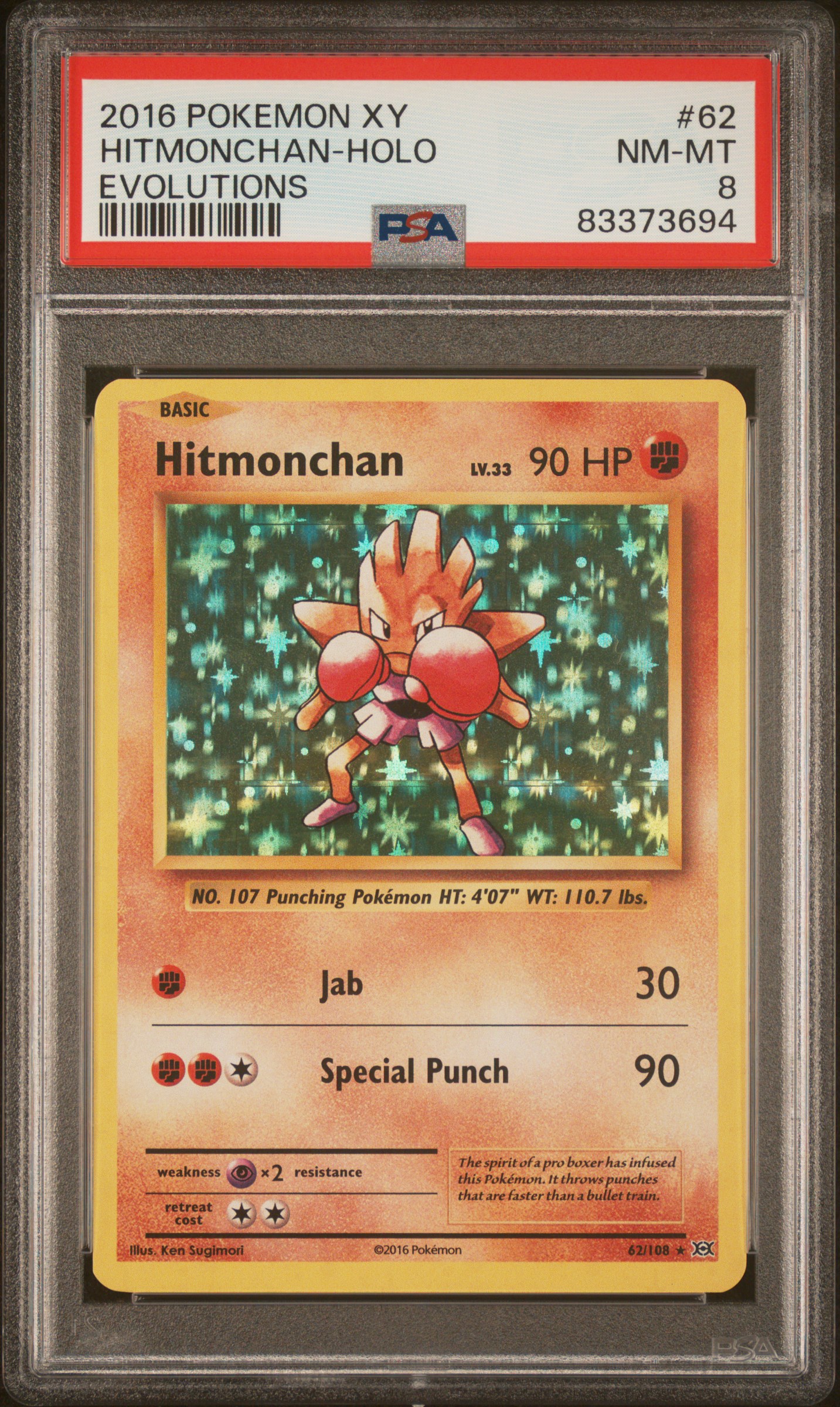 2016 #62 Hitmonchan-Holo PSA 8 Xy Evolutions