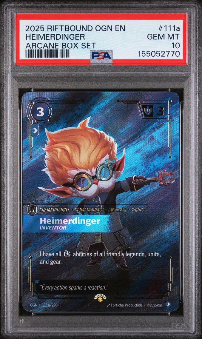 2025 #111a Heimerdinger - Inventor PSA 10 Riftbound: League of Legends Ogn-Origins