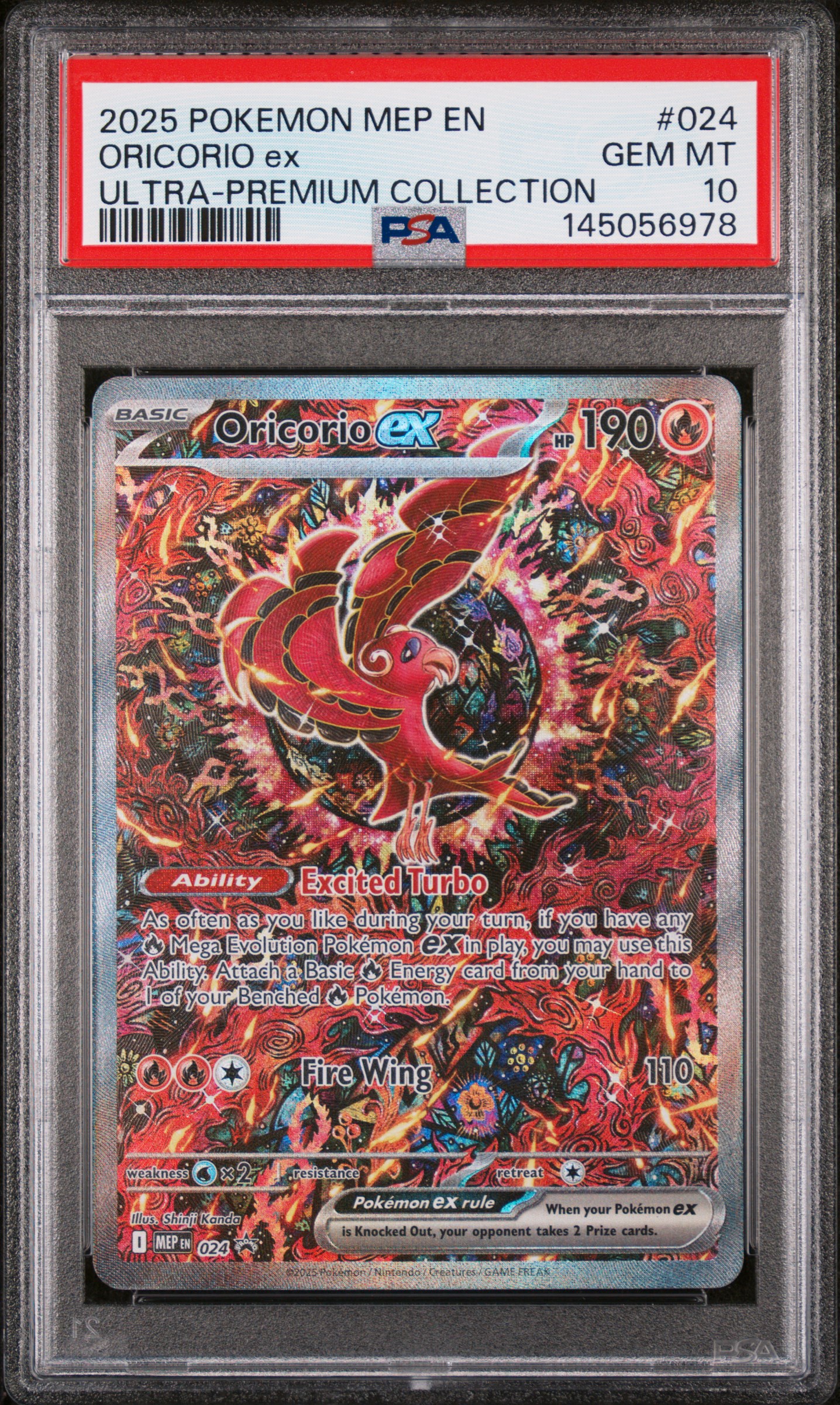 2025 #024 Oricorio Ex PSA 10 Mep En-Me Black Star Promo