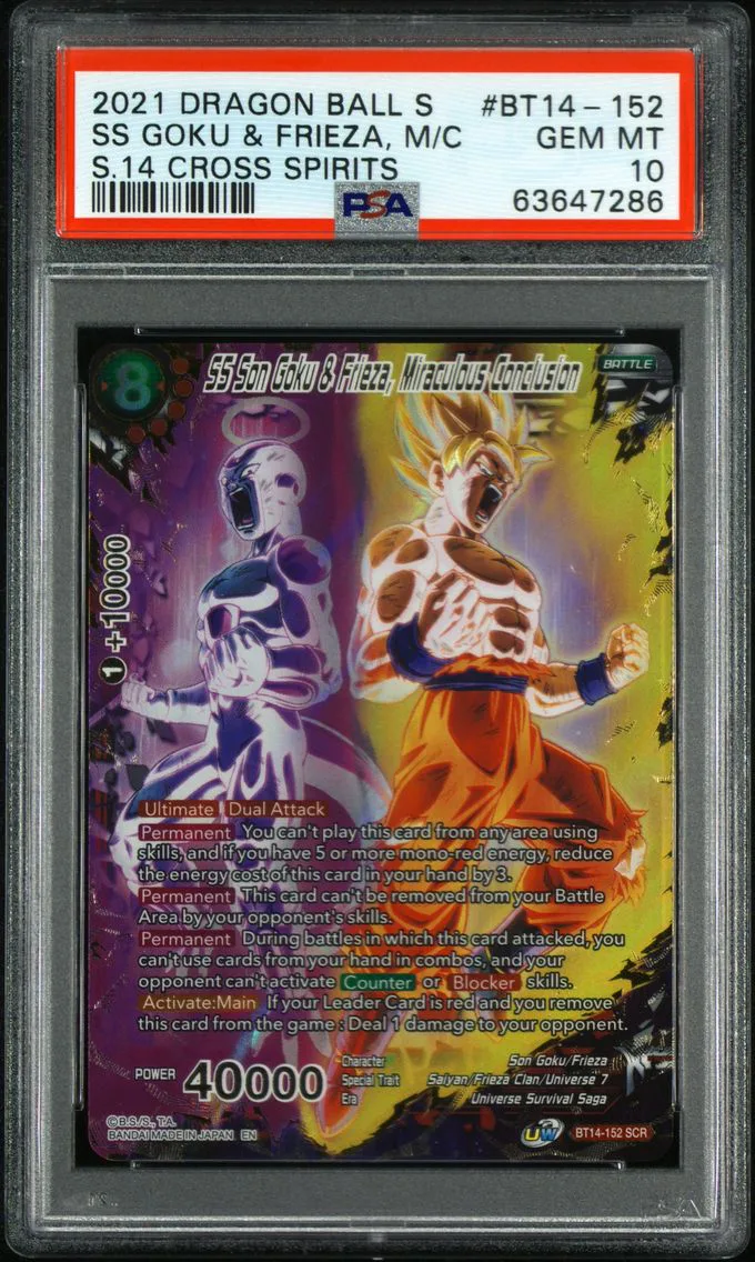 2021 #BT14-152 SS Son Goku & Frieza, Miraculous Conclusion PSA 10 Dragon Ball Super Card Game Series 14 Cross Spirits