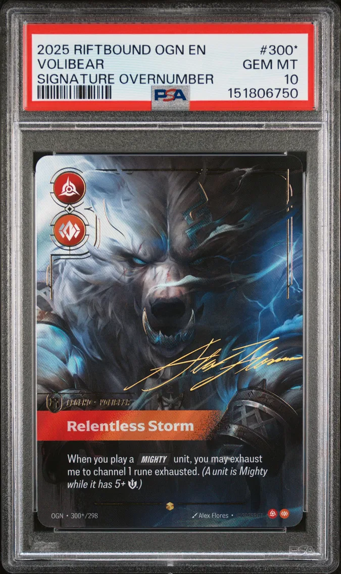 2025 #300* Volibear - Relentless Storm PSA 10 Riftbound: League of Legends Ogn-Origins