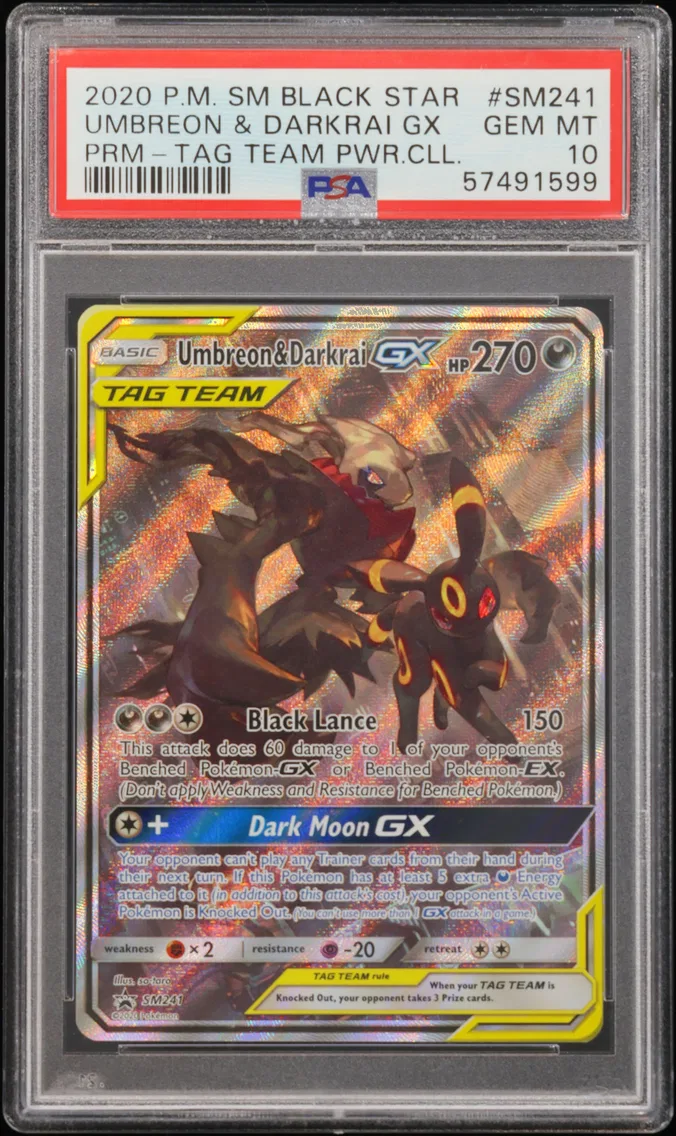 2020 #SM241 Umbreon & Darkrai GX PSA 10 SM Black Star Promo