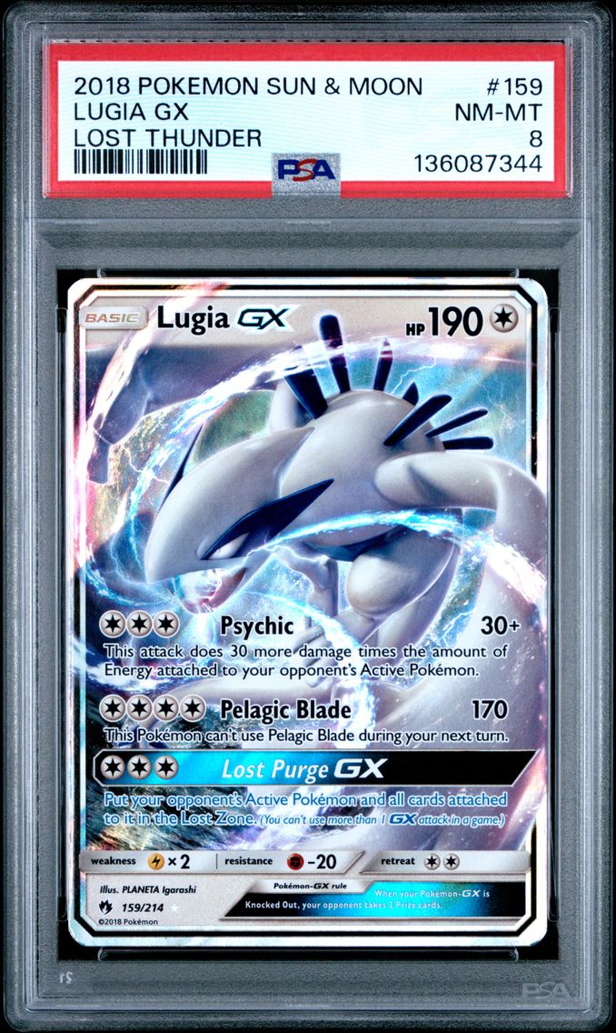 2018 #159 Lugia GX PSA 8 Sun & Moon Lost Thunder Pokemon