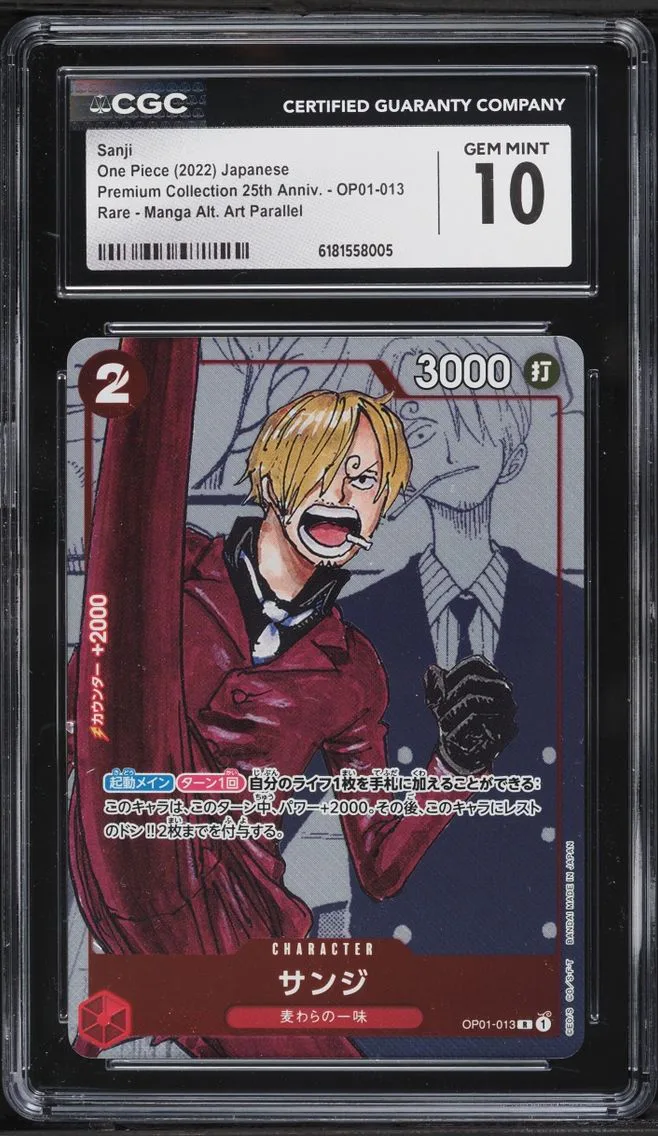 2022 #OP01-013 Sanji CGC 10 One Piece Japanese Premium 25th Anniversary Manga Alt Art