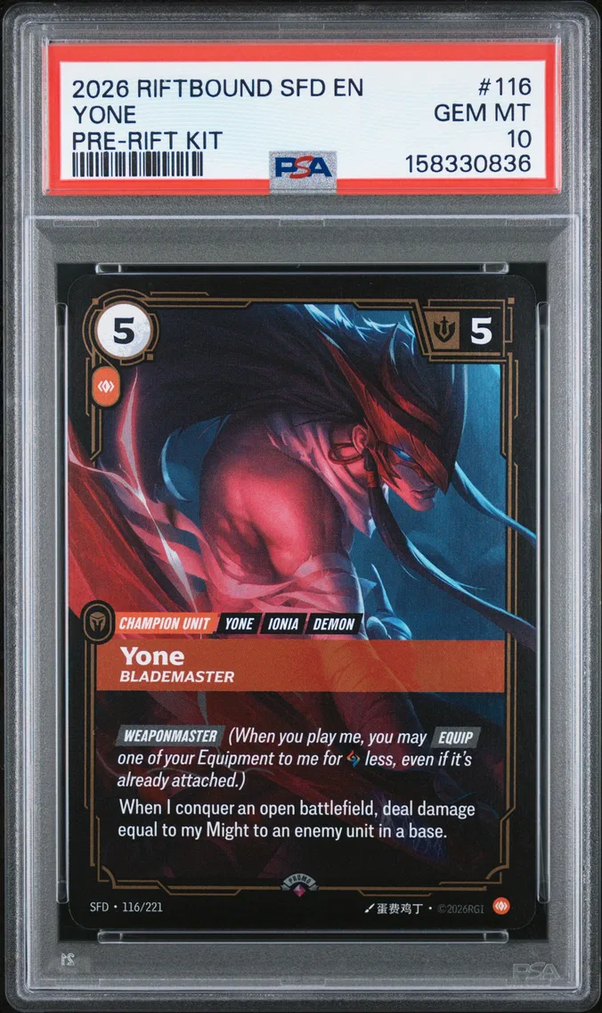 2026 #116 Yone - Blademaster PSA 10 Riftbound: League of Legends Sfd-Spiritforged
