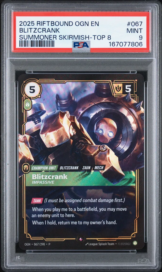 2025 #067 Blitzcrank - Impassive PSA 9 Riftbound: League of Legends Ogn-Origins