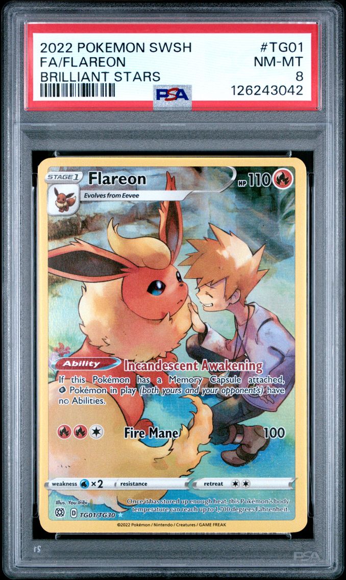 2022 #TG01 Full Art/Flareon PSA 8 Sword & Shield Brilliant Stars Pokemon