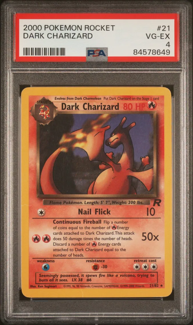 2000 Pokemon Rocket Dark Charizard Rocket #21 PSA 4