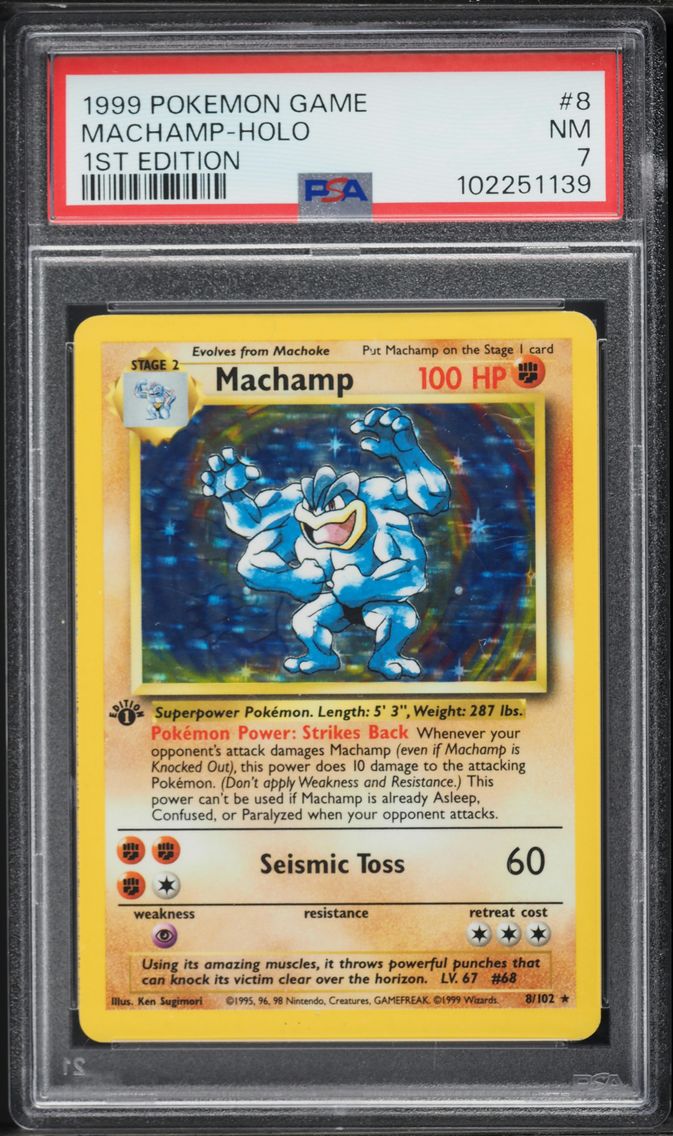 1999 #8 Machamp-Holo 1st Edition PSA 7 Game Pokemon